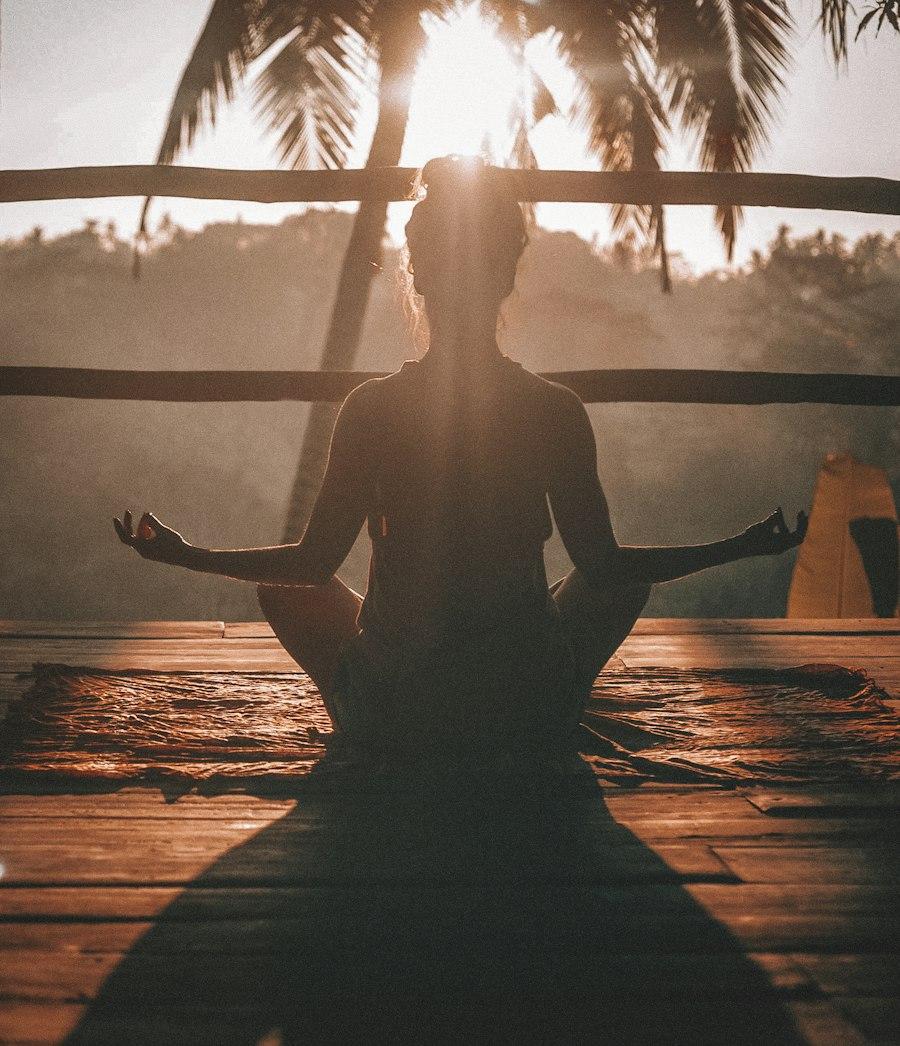 Yoga class at sunset